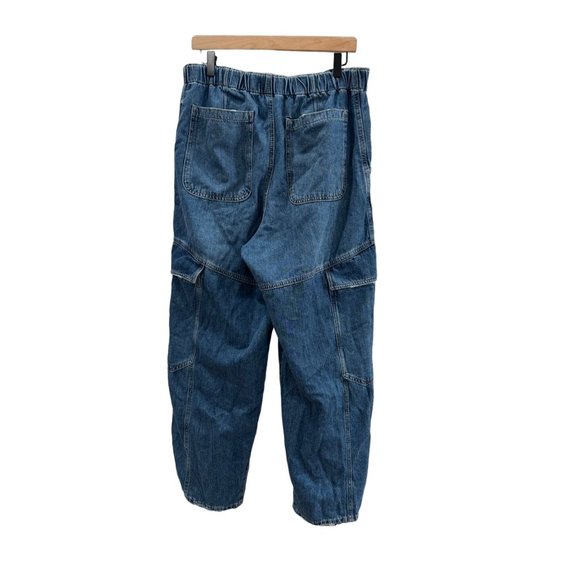 Free People All Star Pull-On Jeans in Booyah Blue Size Large Y2K Cargo - Picture 6 of 6